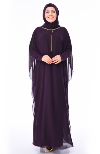 Purple Hijab Evening Dress 4001-01