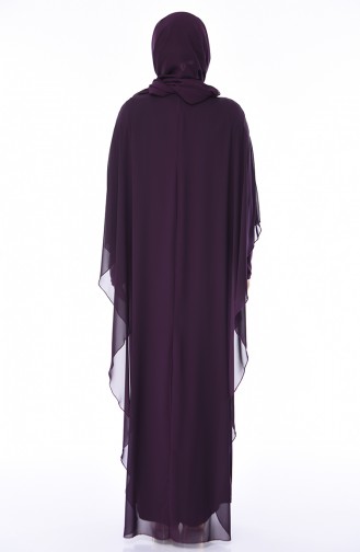 Robe de Soirée Mousseline Avec Collier Grande Taille 4001-01 Pourpre 4001-01