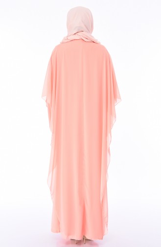 Salmon Hijab Evening Dress 4001-02