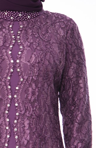Purple Hijab Evening Dress 4215-01