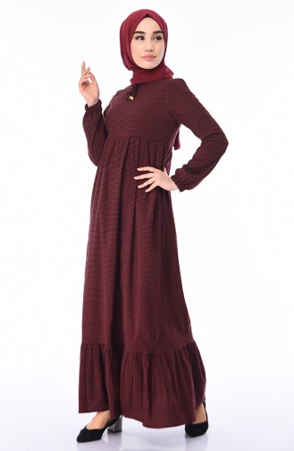 Weinrot Hijab Kleider 1215-01