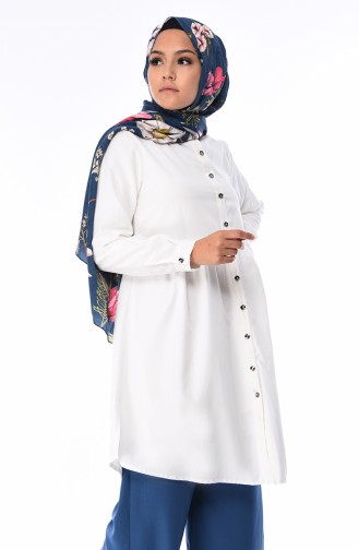 Beli Büzgülü Tunik 5000-17 Beyaz