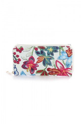 Stilgo Bayan Cüzdan MST23Z-01 Beyaz Çiçekli