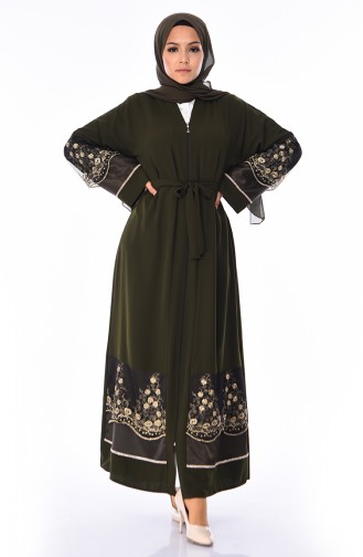 Abaya a Dentelle 7755-03 Khaki 7755-03