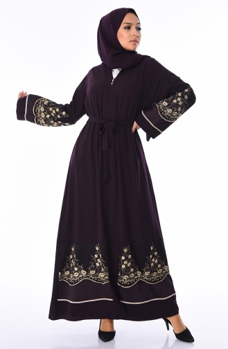 Abaya a Dentelle 7755-05 Pourpre 7755-05