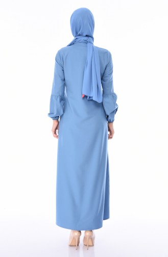 Abaya Brodée 2131-05 Bleu Glacé 2131-05