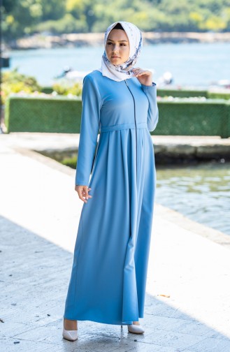 Abaya a Fermeture 2132-05 Bleu Glacé 2132-05