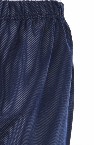 Elastic Wide Jeans Pants Navy Blue 5002A-01 Lacivert