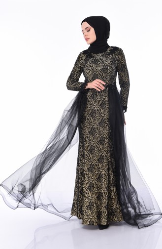 Black Hijab Evening Dress 4503-01