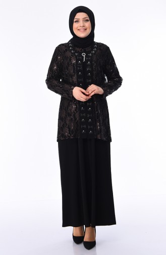 Schwarz Hijab-Abendkleider 1176-01