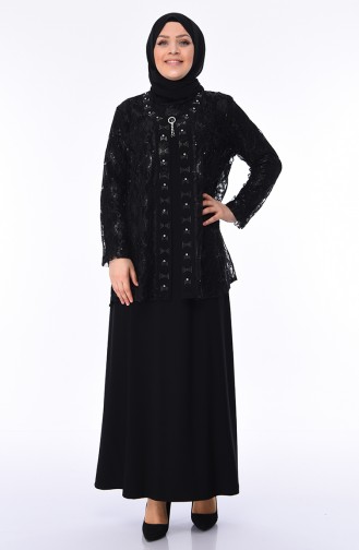 Black Hijab Evening Dress 1176-03