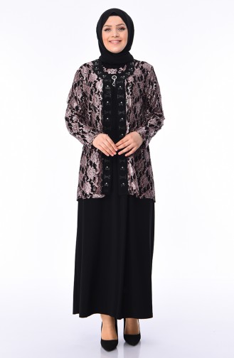 Black Hijab Evening Dress 1176-05