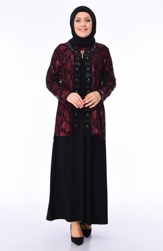 Black Hijab Evening Dress 1176-06