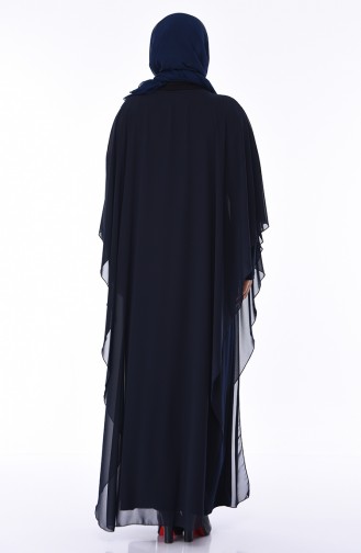 Dunkelblau Hijab-Abendkleider 3002-01