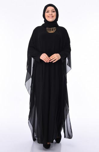 Black Hijab Evening Dress 3002-04