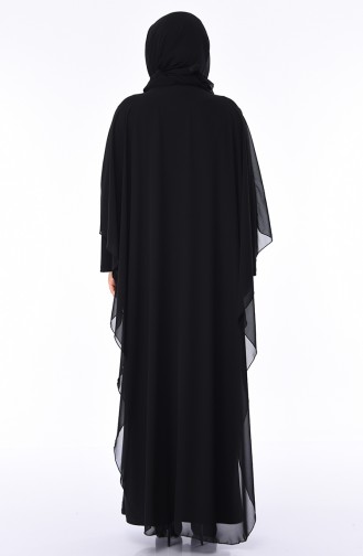 Büyük Beden Kolyeli Abiye Elbise 3002-04 Siyah