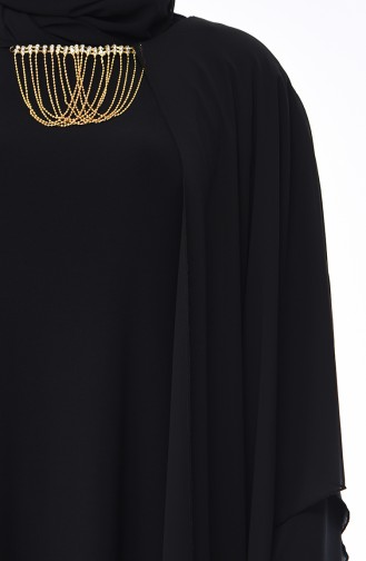 Black Hijab Evening Dress 3002-04
