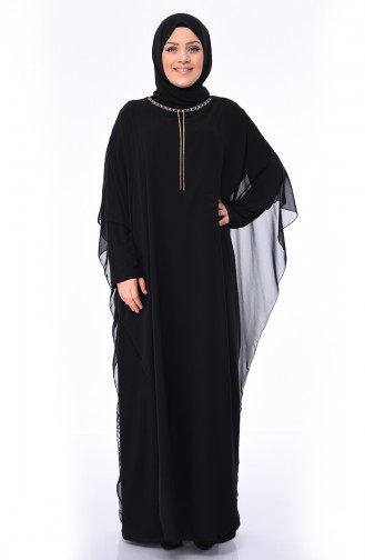 Black Hijab Evening Dress 4001-03