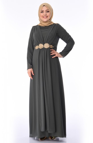 Robe de Soirée a Dentelle Grande Taille 1308-01 Khaki 1308-01