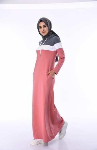 فستان زهري باهت 7011-02