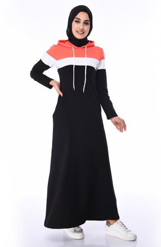 Schwarz Hijab Kleider 7011-05