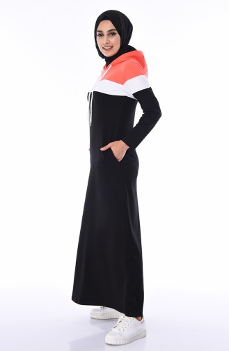 Schwarz Hijab Kleider 7011-05