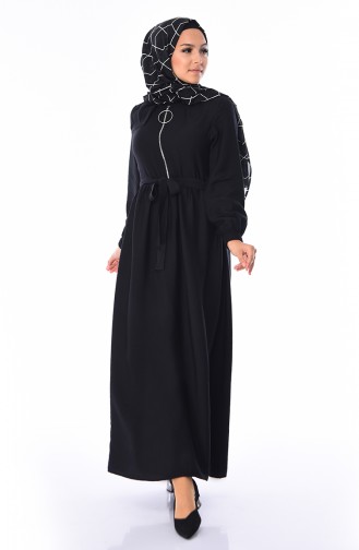 Black Hijab Dress 5747-04