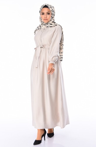 Beige Hijab Dress 5747-06