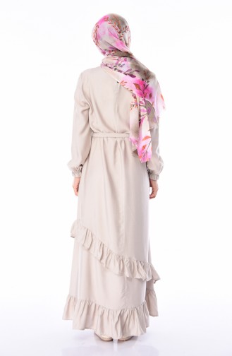 Beige Hijab Dress 5774-01