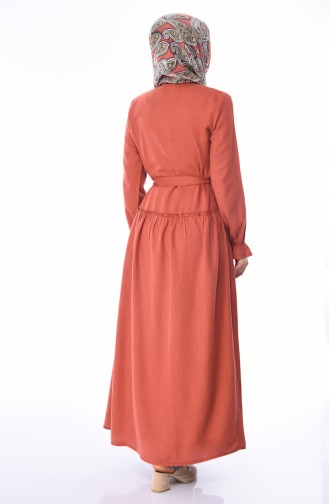 Düğmeli Kuşaklı Elbise 1954-03 Kiremit