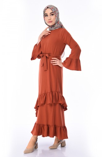 Brick Red Hijab Dress 5020-04