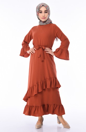Brick Red Hijab Dress 5020-04