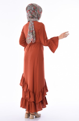 Ziegelrot Hijab Kleider 5020-04
