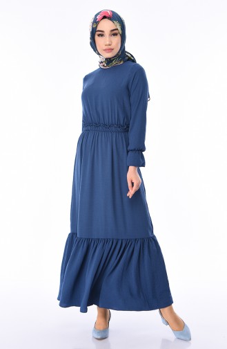 Navy Blue Hijab Dress 5030-01