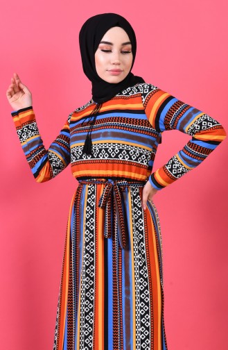 Ziegelrot Hijab Kleider 4223-07