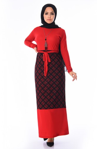 Red Hijab Dress 4229-02