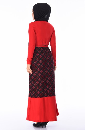 Red Hijab Dress 4229-02