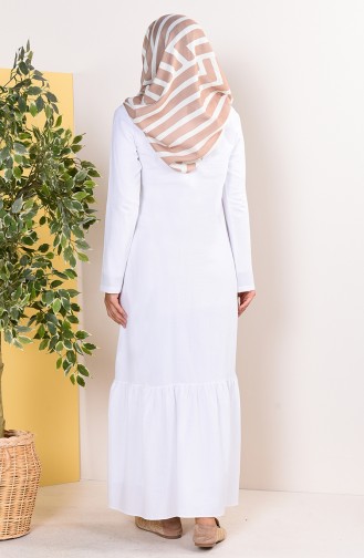Fırfırlı Yazlık Elbise 6009A-01 Beyaz