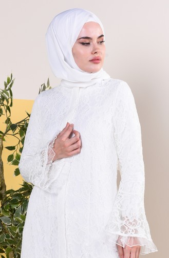 Abaya a Dentelle 0012-02 Ecru 0012-02