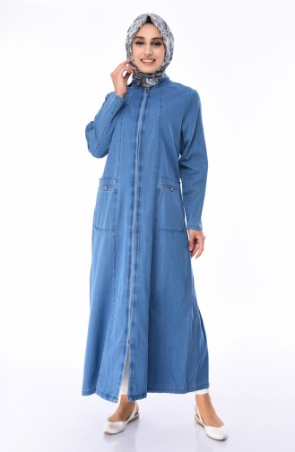 Abaya Tensel Jean Grande Taille 0355-01 Bleu Jean 0355-01