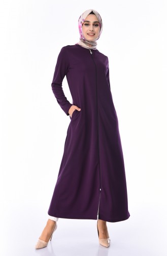 Abaya a Fermeture 99140-11 Pourpre Foncé 99140-11