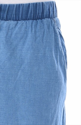 Beli Lastikli Pantolon 5002-01 Kot Mavi