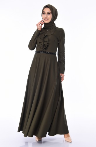 Khaki Hijab Dress 81660-01