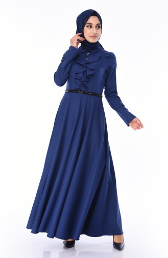 Navy Blue Hijab Dress 81660-02