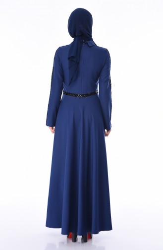 Navy Blue Hijab Dress 81660-02