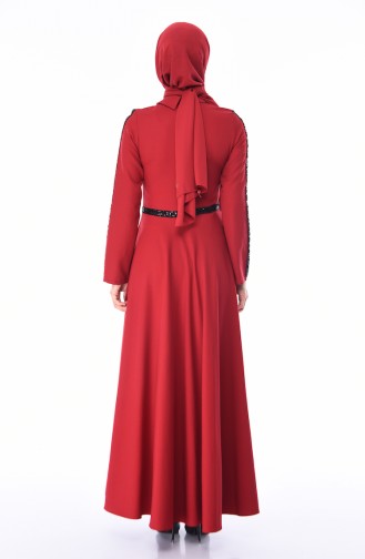 Claret Red Hijab Dress 81660-05