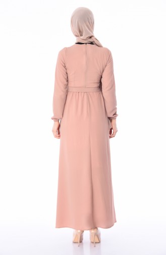 Dark Beige Hijab Dress 1193-08