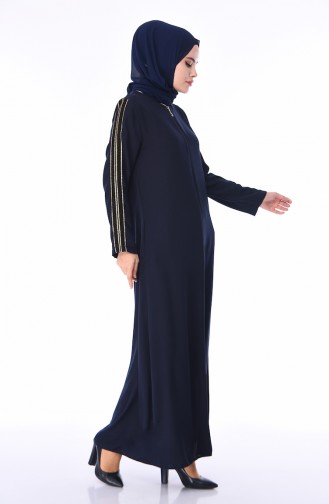 Silbernes Abaya 0099-02 Dunkelblau 0099-02