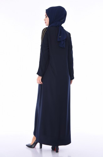 Silbernes Abaya 0099-02 Dunkelblau 0099-02