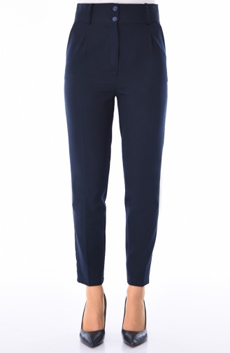 Belted Straight leg Pants 4003-01 Navy Blue 4003-01